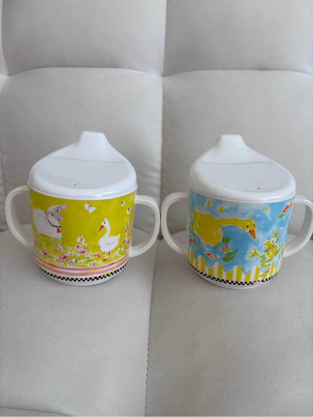 Mackenzie Child’s Toddler Two-Handle Sippy Cup Set in Yellow and Blue